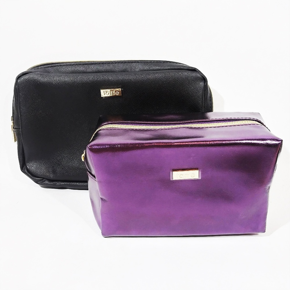 Tarte Purple & Black Zipper Makeup Bag Bundle New!